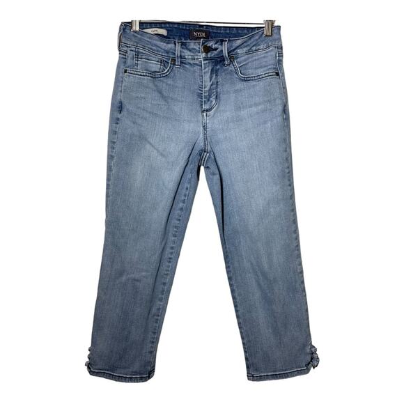 NYDJ High Waist Lace Up Hem Capri Jeans M66Z2253 sz 4 - Picture 2 of 7